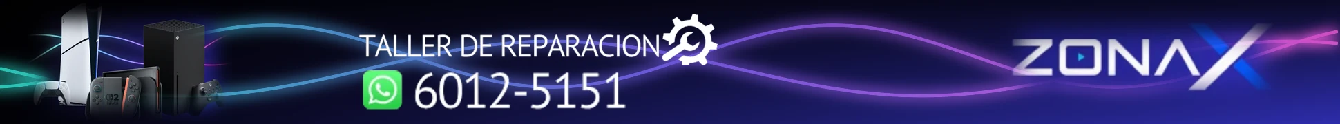 ZonaX · Taller de reparación de consolas · WhatsApp 6012-5151
